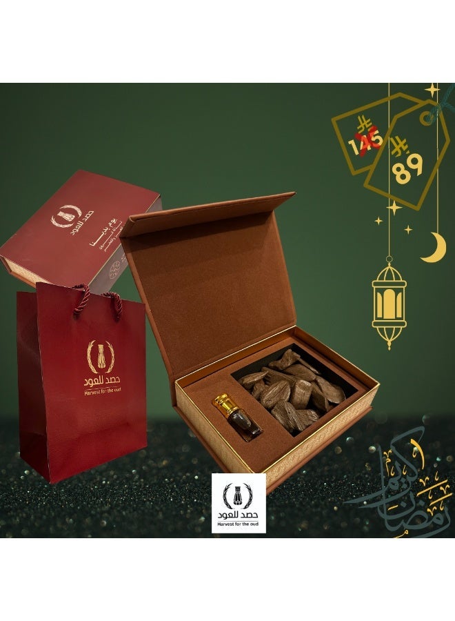 HASD-OUD Founding Day Gifting Box | Leather Gifting Box with Founding Day Sleeve Contains | Maroki Oud | Oud Oil | Gifting Bag - Image 1